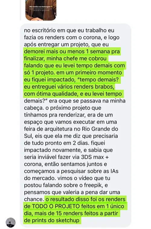 Depoimento de aluno sobre resultados com IA