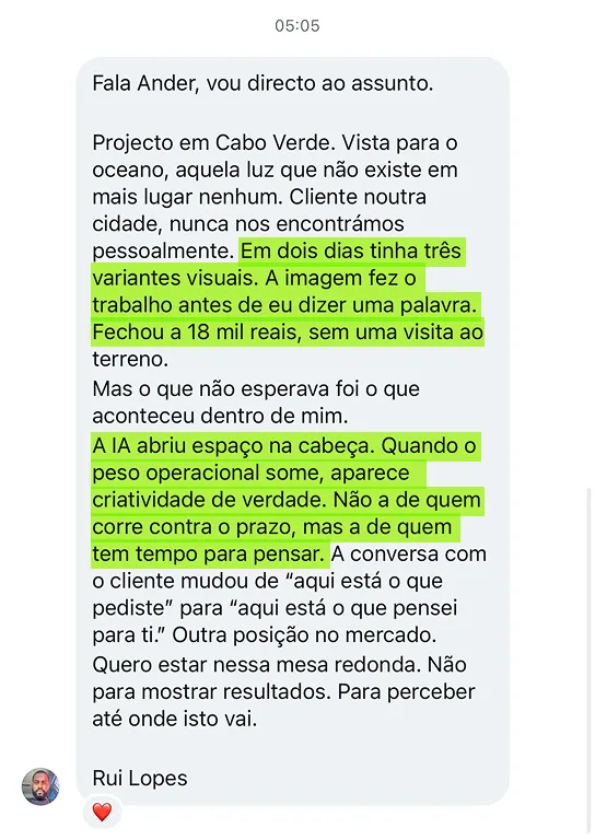 Depoimento de aluno sobre resultados com IA