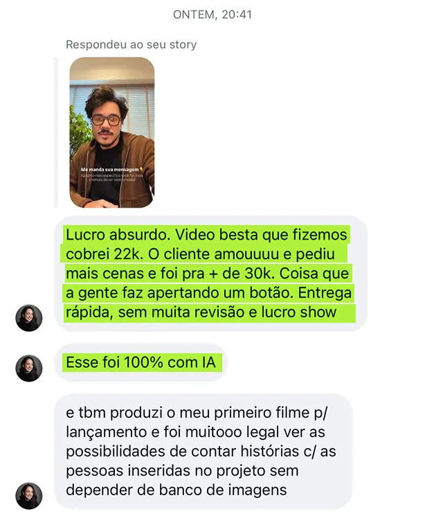 Depoimento de aluno sobre resultados com IA