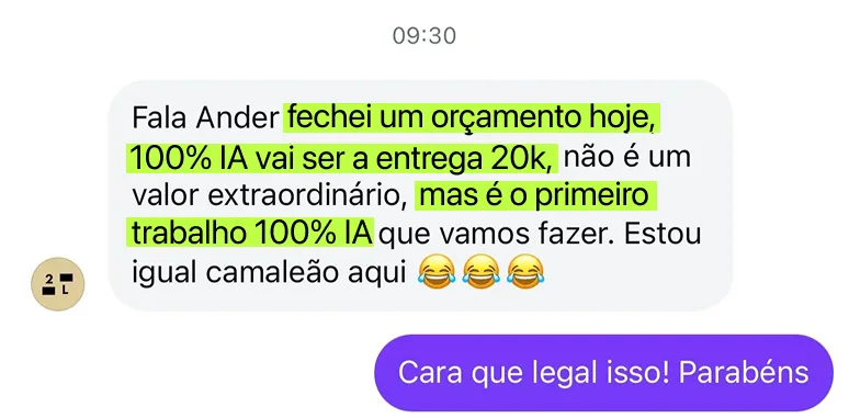 Depoimento de aluno sobre resultados com IA
