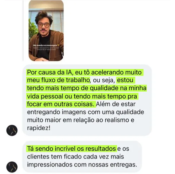 Depoimento de aluno sobre resultados com IA