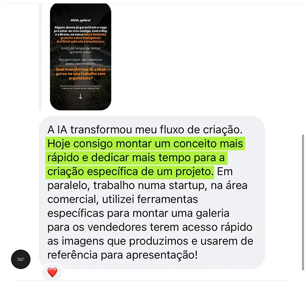 Depoimento de aluno sobre resultados com IA
