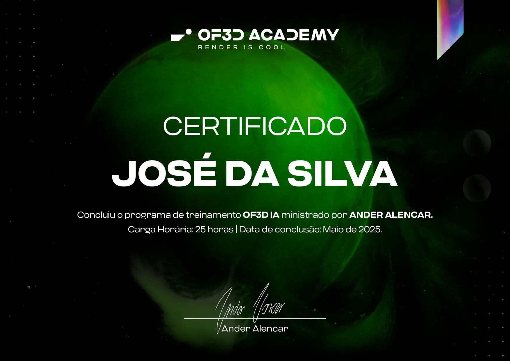 Certificado de Conclusão do OF3D IA Ultimate